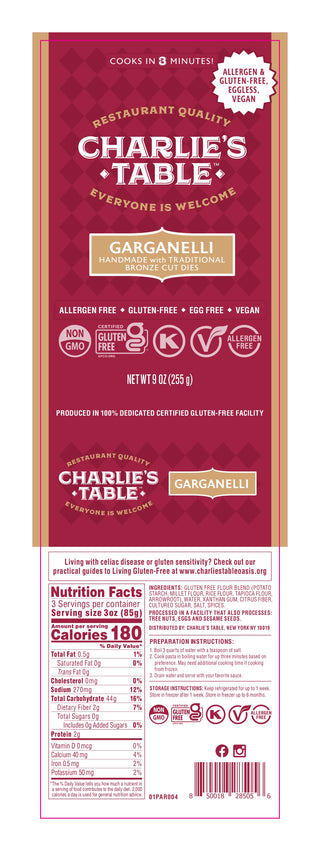 Sampler #1: Garganelli, Gemelli, Rigatoni and Spaghetti - Charlie's Table, Inc.